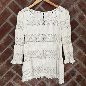 Free People Fire Island Top Womens Small Boho Festival White Crochet Lace